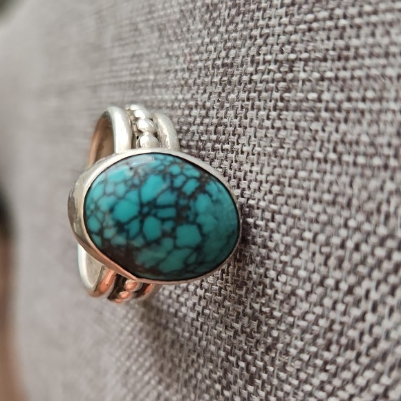 Stunning Vintage Native American Navajo Spiderweb Turquoise Ring 💍 🕷 - Picture 9 of 15